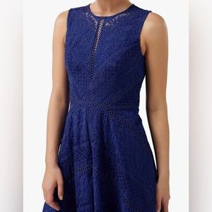 Ever New Womens Odette Sheer Spliced Lace Trim Prom Dress - Boudoir Blue